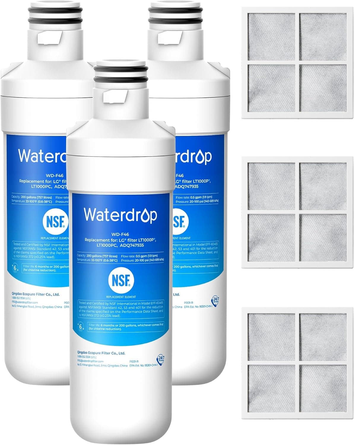 Waterdrop LG-Compatible Filter and Air Filter, 3 combo